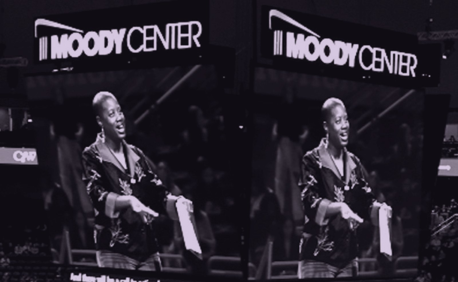 Moody Center center-hung jumbotron